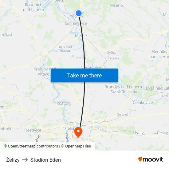 Želízy to Stadion Eden map