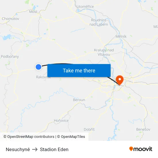 Nesuchyně to Stadion Eden map