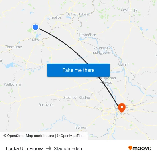 Louka U Litvínova to Stadion Eden map