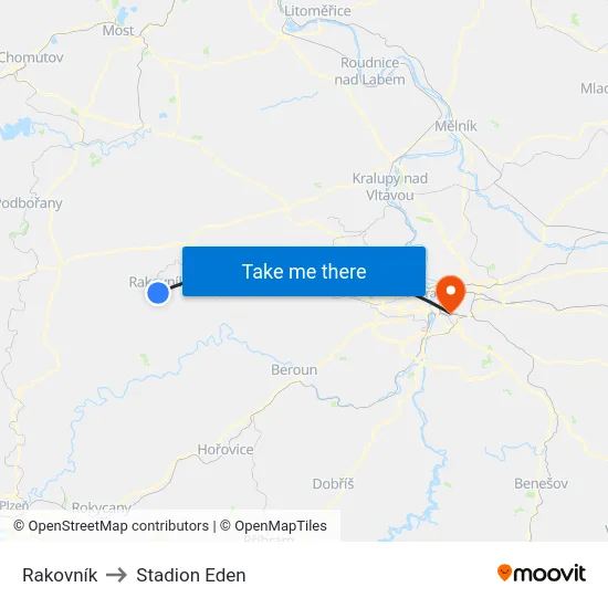 Rakovník to Stadion Eden map