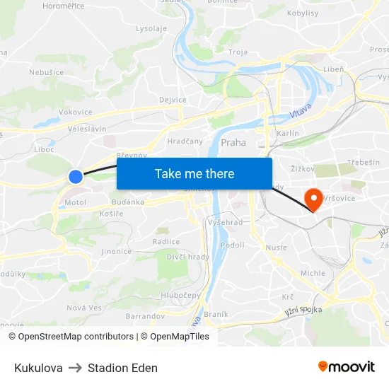 Kukulova to Stadion Eden map