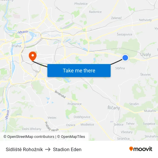 Sídliště Rohožník to Stadion Eden map