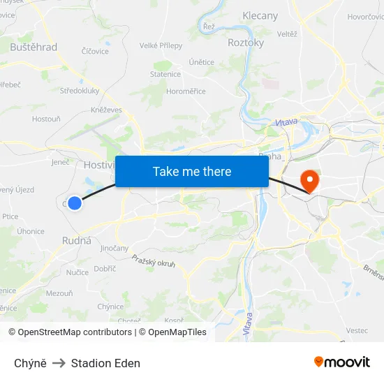Chýně to Stadion Eden map