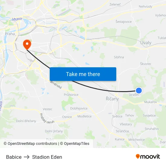 Babice to Stadion Eden map