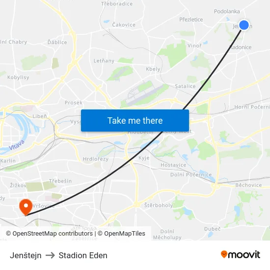 Jenštejn to Stadion Eden map