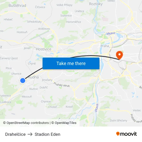 Drahelčice to Stadion Eden map