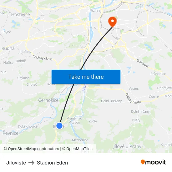 Jíloviště to Stadion Eden map