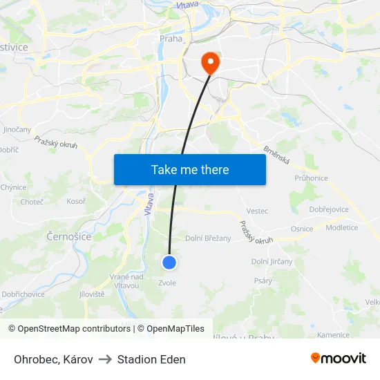 Ohrobec, Károv to Stadion Eden map