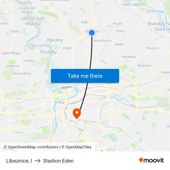 Líbeznice, I to Stadion Eden map