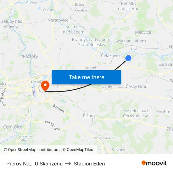 Přerov N.L., U Skanzenu to Stadion Eden map