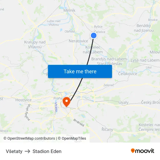 Všetaty to Stadion Eden map