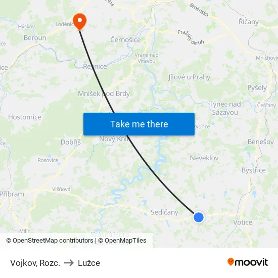 Vojkov, Rozc. to Lužce map