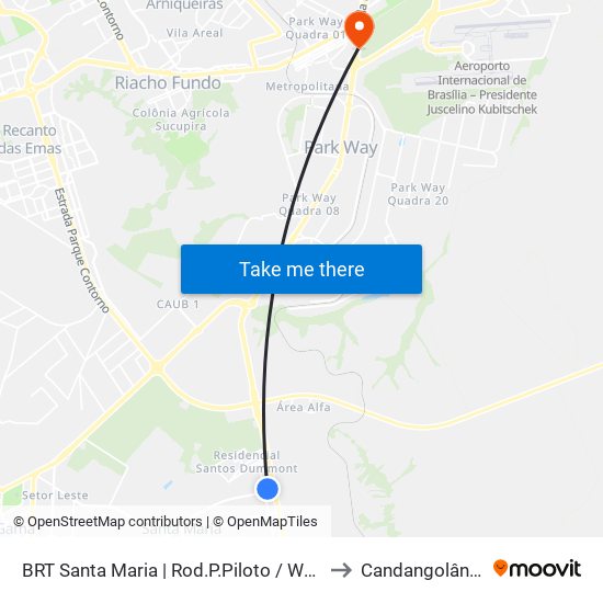 BRT Santa Maria | Rod.P.Piloto / W3 Sul to Candangolândia map