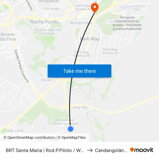 BRT Santa Maria | Rod.P.Piloto / W3 Sul to Candangolândia map