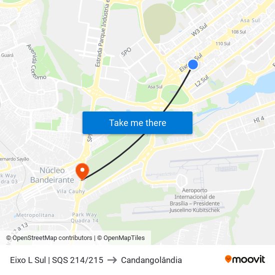 Eixo L Sul | SQS 214/215 to Candangolândia map