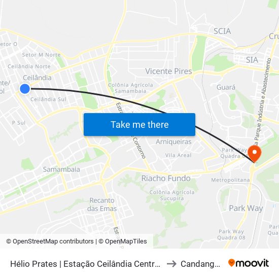Hélio Prates | Estação Ceilândia Centro / Fort Atacadista to Candangolândia map
