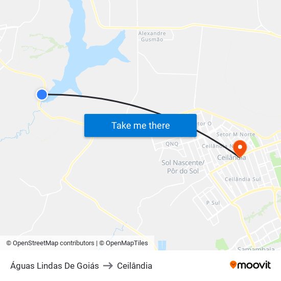 Águas Lindas De Goiás to Ceilândia map