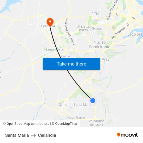 Santa Maria to Ceilândia map
