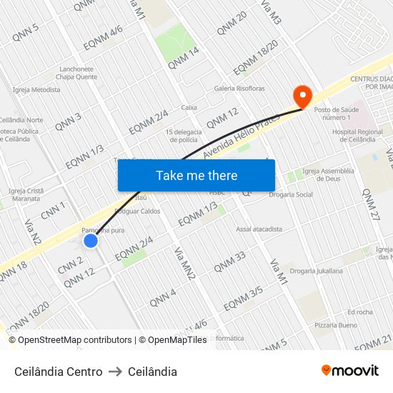 Ceilândia Centro to Ceilândia map