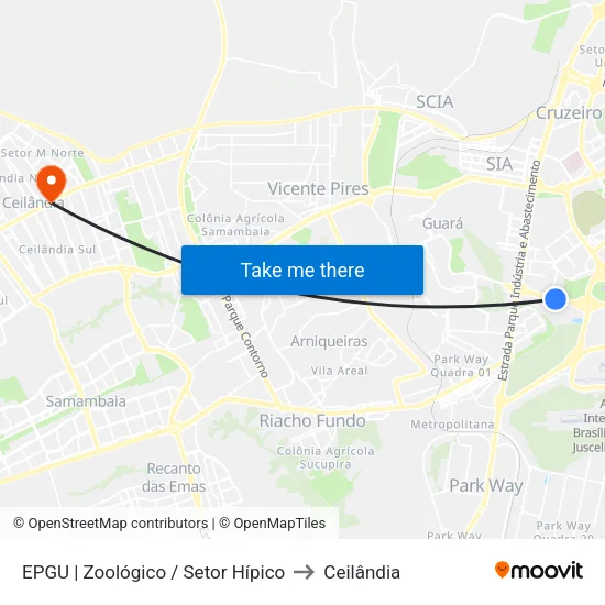 EPGU | Zoológico / Setor Hípico to Ceilândia map