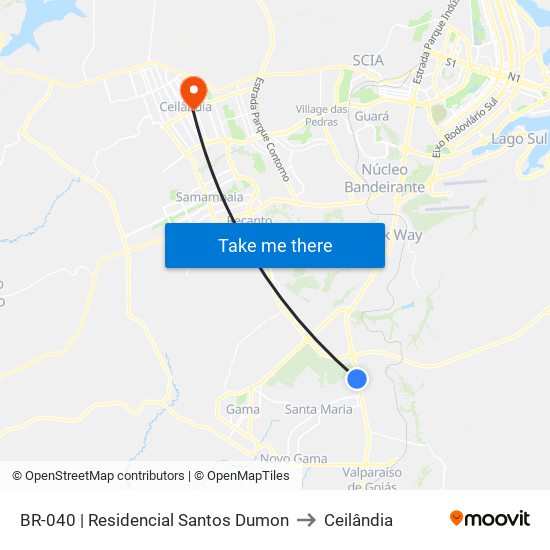 BR-040 | Residencial Santos Dumon to Ceilândia map