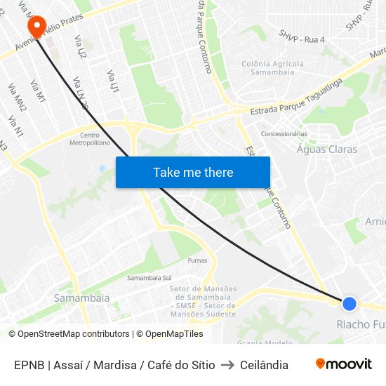 EPNB | Assaí / Mardisa / Café do Sítio to Ceilândia map