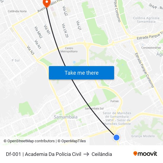 Df-001 | Academia Da Polícia Civil to Ceilândia map