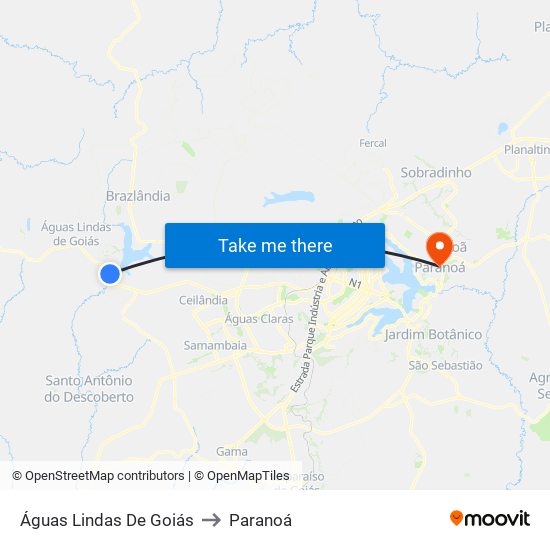 Águas Lindas De Goiás to Paranoá map