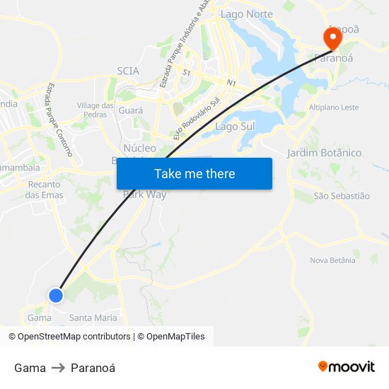 Gama to Paranoá map