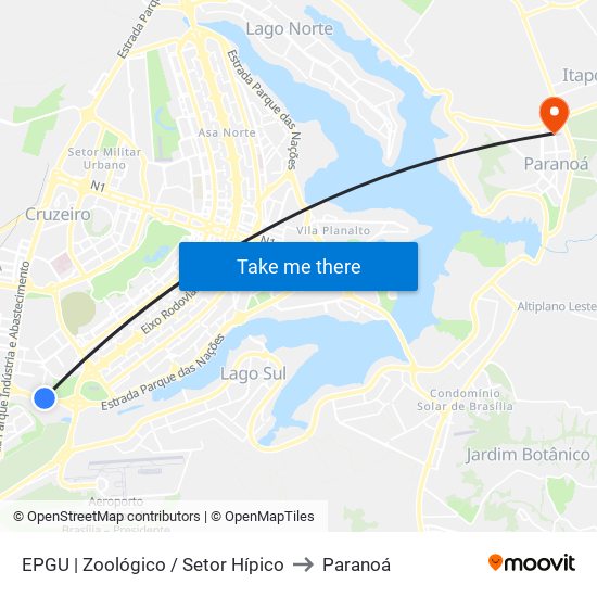 EPGU | Zoológico / Setor Hípico to Paranoá map