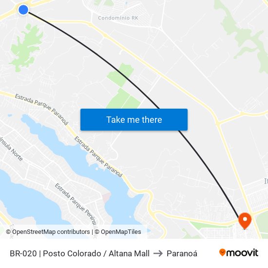 BR-020 | Posto Colorado / Altana Mall to Paranoá map