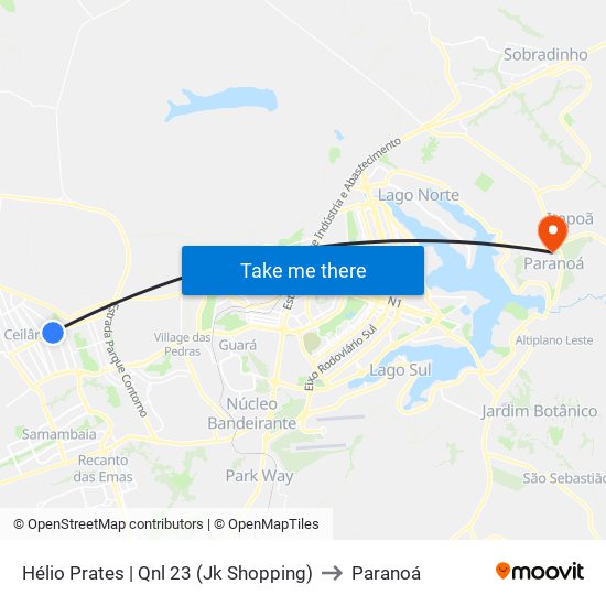 Hélio Prates | Qnl 23 (Jk Shopping) to Paranoá map