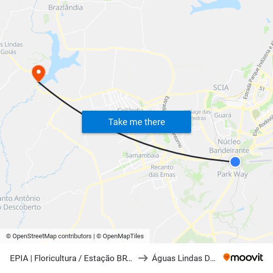 EPIA | Floricultura / Estação BRT Park Way to Águas Lindas De Goiás map