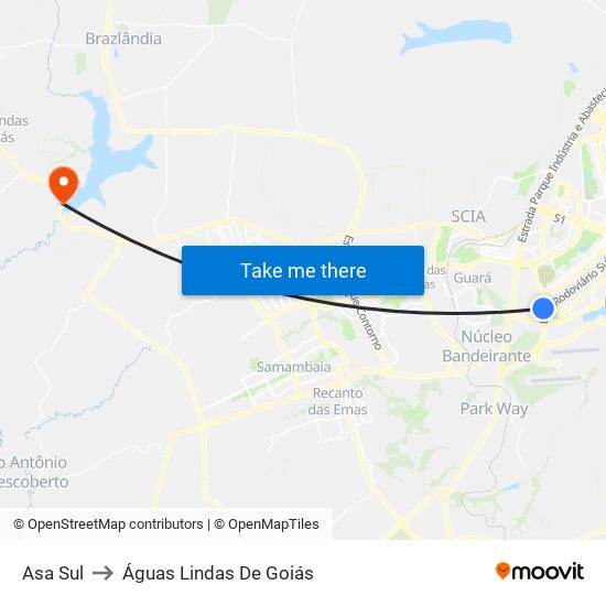 Asa Sul to Águas Lindas De Goiás map