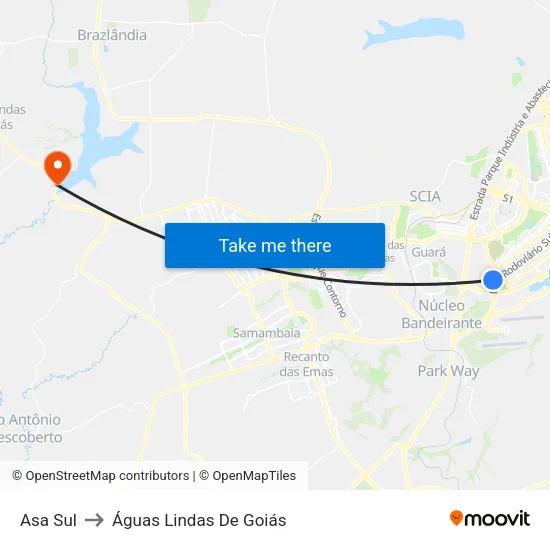 Asa Sul to Águas Lindas De Goiás map