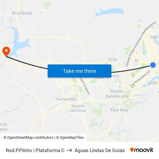 Rod.P.Piloto | Plataforma C to Águas Lindas De Goiás map