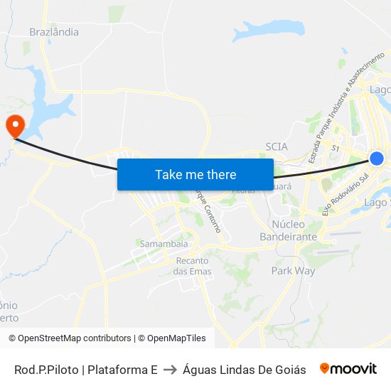 Rod.P.Piloto | Plataforma E to Águas Lindas De Goiás map