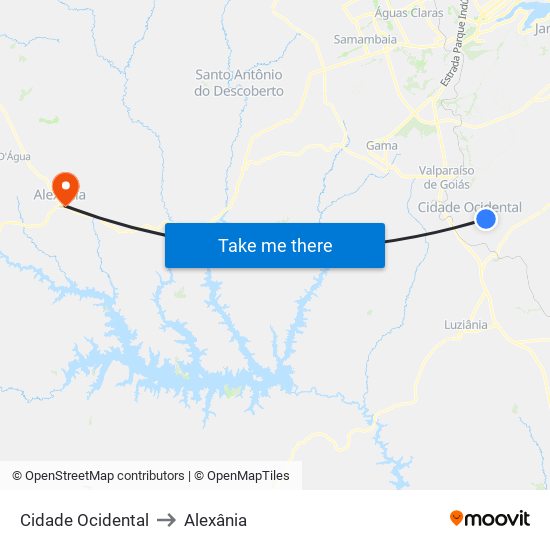 Cidade Ocidental to Alexânia map