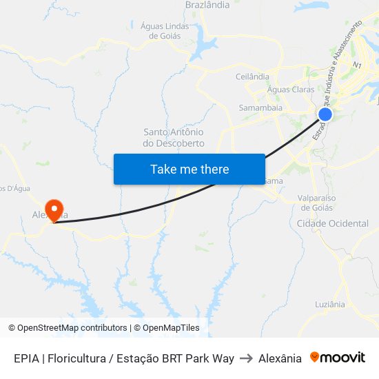 EPIA | Floricultura / Estação BRT Park Way to Alexânia map