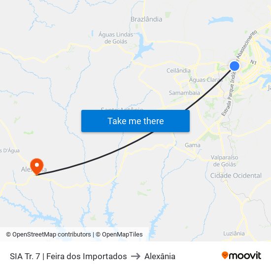 SIA Tr. 7 | Feira dos Importados to Alexânia map