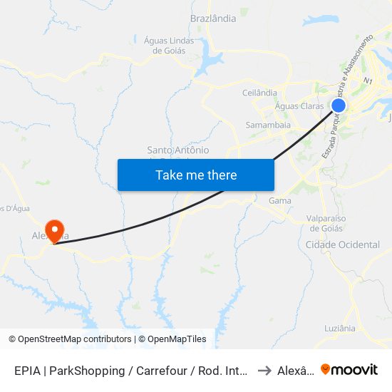 EPIA | ParkShopping / Carrefour / Rod. Interestadual to Alexânia map