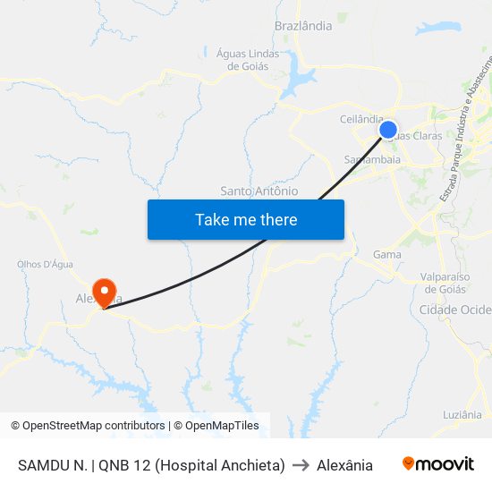 Samdu Norte | Qnb 12 (Hrt / Anchieta) to Alexânia map