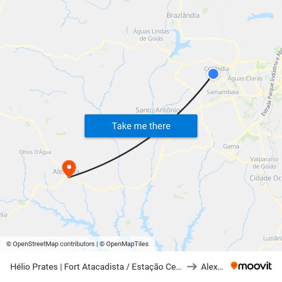 Hélio Prates | Fort Atacadista / Estação Ceilândia Centro to Alexânia map
