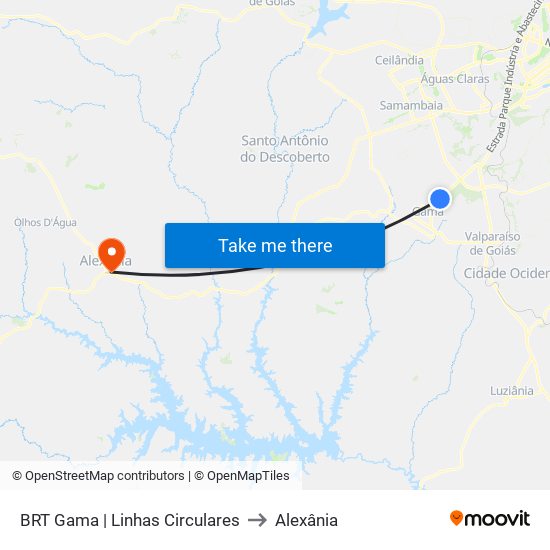 BRT Gama | Linhas Circulares to Alexânia map