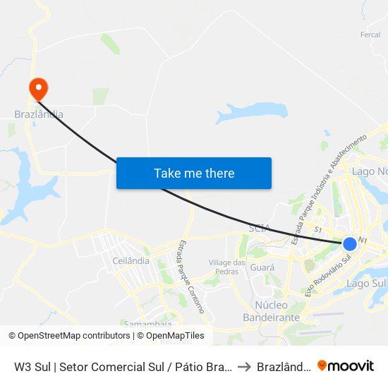 W3 Sul | Setor Comercial Sul / Pátio Brasil to Brazlândia map