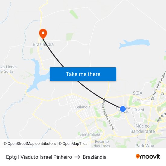 Eptg | Viaduto Israel Pinheiro to Brazlândia map