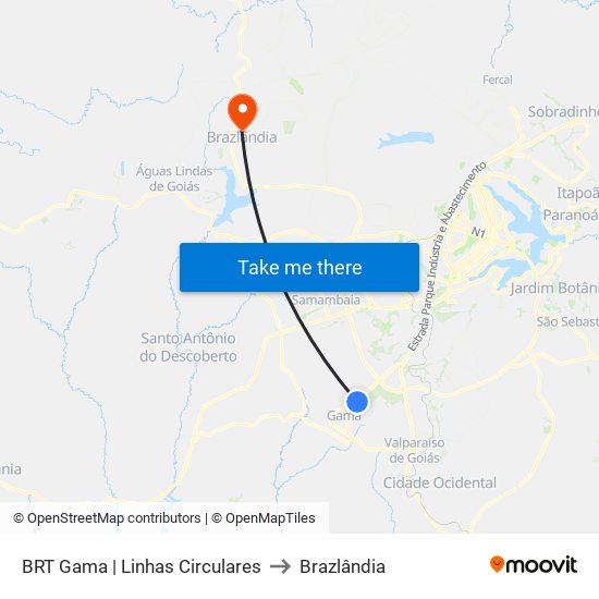 BRT Gama | Linhas Circulares to Brazlândia map