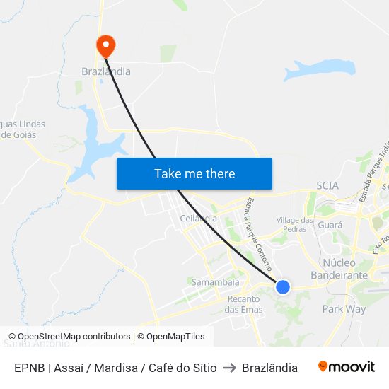 Epnb | Assaí / Mardisa / Café Do Sítio to Brazlândia map