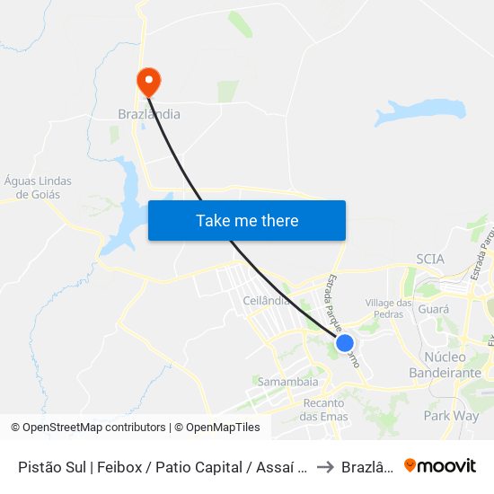 Pistão Sul | Feibox / Patio Capital / Assaí / Leroy Merlin to Brazlândia map