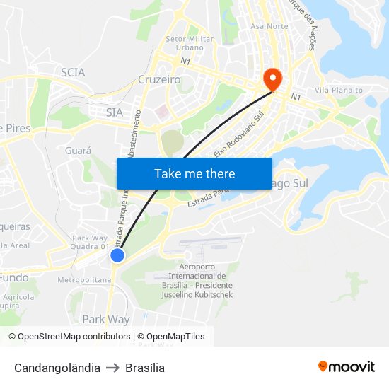 Candangolândia to Brasília map